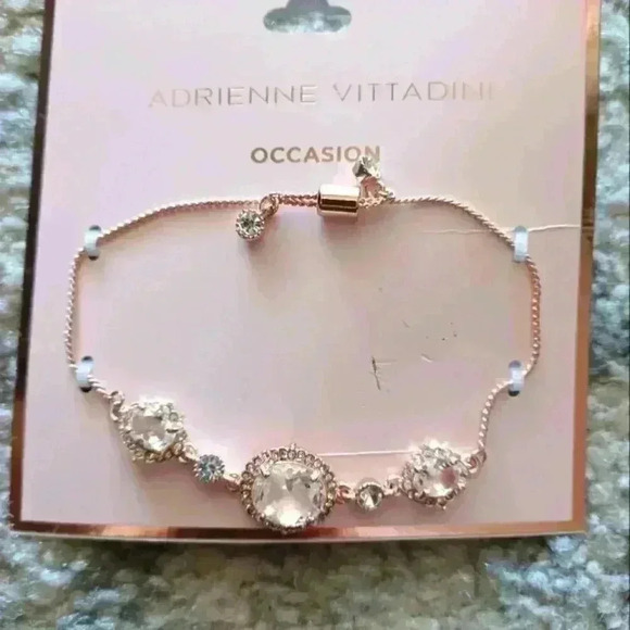 Adrienne Vittadini Rose Gold Rhinestone Adjustable Bracelet - Picture 2 of 6
